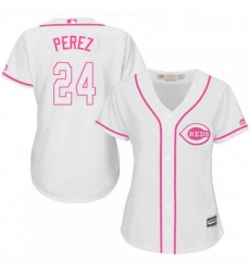 Womens Majestic Cincinnati Reds 24 Tony Perez Authentic White Fashion Cool Base MLB Jersey