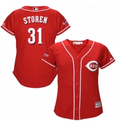 Womens Majestic Cincinnati Reds 31 Drew Storen Authentic Red Alternate Cool Base MLB Jersey