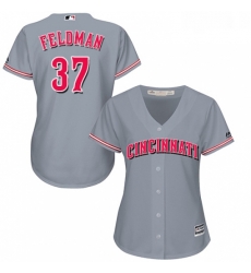 Womens Majestic Cincinnati Reds 37 Scott Feldman Authentic Grey Road Cool Base MLB Jersey