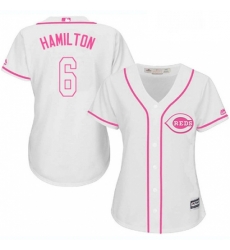 Womens Majestic Cincinnati Reds 6 Billy Hamilton Authentic White Fashion Cool Base MLB Jersey