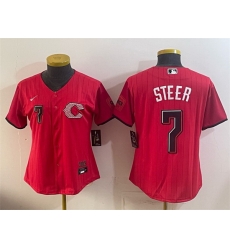 Youth Cincinnati Reds  7 Spencer Steer Red 2026 City Connect Stadium Stitched Baseball Jersey
