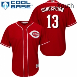 Youth Majestic Cincinnati Reds 13 Dave Concepcion Replica Red Alternate Cool Base MLB Jersey