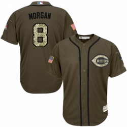 Youth Majestic Cincinnati Reds 8 Joe Morgan Authentic Green Salute to Service MLB Jersey