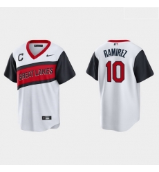 Men Cleveland Indians 10 Harold Ramirez Men Nike White 2021 Little League Class Game MLB Jersey