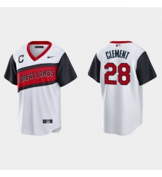 Men Cleveland Indians 28 Ernie Clement Men Nike White 2021 Little League Class Game MLB Jersey