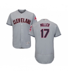 Mens Cleveland Indians 17 Brad Miller Grey Road Flex Base Authentic Collection Baseball Jersey