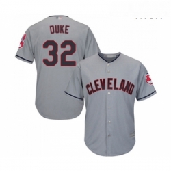 Mens Cleveland Indians 32 Zach Duke Replica Grey Road Cool Base Baseball Jersey 