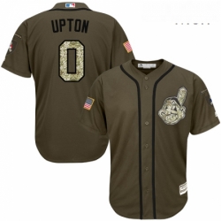 Mens Majestic Cleveland Indians 0 BJ Upton Authentic Green Salute to Service MLB Jersey 