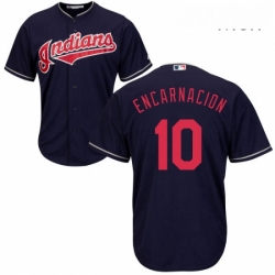 Mens Majestic Cleveland Indians 10 Edwin Encarnacion Replica Navy Blue Alternate 1 Cool Base MLB Jersey