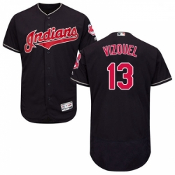 Mens Majestic Cleveland Indians 13 Omar Vizquel Navy Blue Alternate Flex Base Authentic Collection MLB Jersey