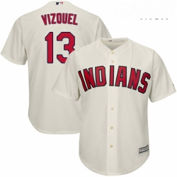 Mens Majestic Cleveland Indians 13 Omar Vizquel Replica Cream Alternate 2 Cool Base MLB Jersey 