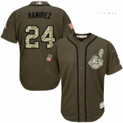 Mens Majestic Cleveland Indians 24 Manny Ramirez Authentic Green Salute to Service MLB Jersey