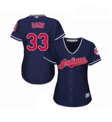 Womens Cleveland Indians 33 Brad Hand Replica Navy Blue Alternate 1 Cool Base Baseball Jersey 