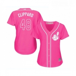 Womens Cleveland Indians 48 Tyler Clippard Replica Pink Fashion Cool Base Baseball Jersey 