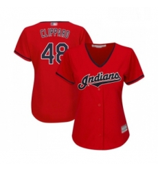 Womens Cleveland Indians 48 Tyler Clippard Replica Scarlet Alternate 2 Cool Base Baseball Jersey 