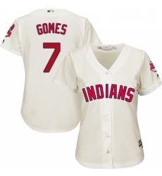 Womens Majestic Cleveland Indians 7 Yan Gomes Replica Cream Alternate 2 Cool Base MLB Jersey