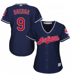 Womens Majestic Cleveland Indians 9 Carlos Baerga Authentic Navy Blue Alternate 1 Cool Base MLB Jersey 