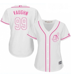 Womens Majestic Cleveland Indians 99 Ricky Vaughn Replica White Fashion Cool Base MLB Jersey