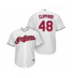 Youth Cleveland Indians 48 Tyler Clippard Replica White Home Cool Base Baseball Jersey 