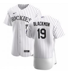 Men Colorado Rockies 19 Charlie Blackmon Men Nike White Home 2020 Flex Base Player MLB Jersey