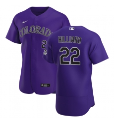 Men Colorado Rockies 22 Sam Hilliard Men Nike Purple Alternate 2020 Flex Base Player MLB Jersey