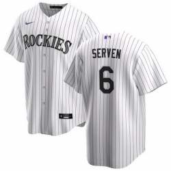 Men Colorado Rockies 6 Brian Serven White Stitched Baseball Jersey