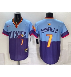 Men Colorado Rockies  7 TJ Rumfield Purple Light Blue 2025 City Connect Limited Stitched Baseball Jersey
