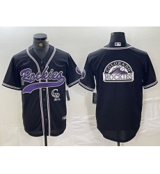 Men Colorado Rockies Black Team Big Logo Cool Base Stitched Baseball JerseyS 11