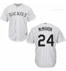 Mens Majestic Colorado Rockies 24 Ryan McMahon Replica White Home Cool Base MLB Jersey 