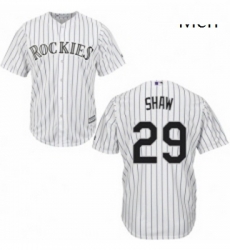 Mens Majestic Colorado Rockies 29 Bryan Shaw Replica White Home Cool Base MLB Jersey 