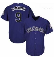 Mens Majestic Colorado Rockies 9 DJ LeMahieu Replica Purple Alternate 1 Cool Base MLB Jersey