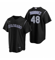 Mens Nike Colorado Rockies 48 German Marquez Black Alternate Stitched Baseball Jersey