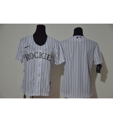 Women Rockies Blank White Women Cool Base Jersey