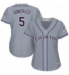 Womens Majestic Colorado Rockies 5 Carlos Gonzalez Authentic Grey Road Cool Base MLB Jersey