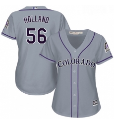 Womens Majestic Colorado Rockies 56 Greg Holland Authentic Grey Road Cool Base MLB Jersey 