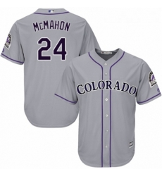 Youth Majestic Colorado Rockies 24 Ryan McMahon Replica Grey Road Cool Base MLB Jersey 