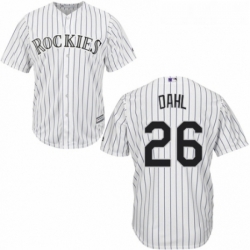 Youth Majestic Colorado Rockies 26 David Dahl Authentic White Home Cool Base MLB Jersey 