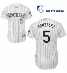 Youth Majestic Colorado Rockies 5 Carlos Gonzalez Authentic White Home Cool Base MLB Jersey