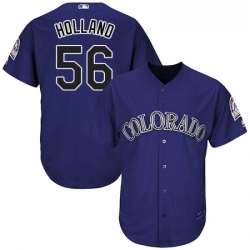 Youth Majestic Colorado Rockies 56 Greg Holland Replica Purple Alternate 1 Cool Base MLB Jersey 