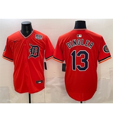 Men Detroit Tigers  13 Dillon Dingler Orange 2026 Alternate USA 250  Patch Vapor Premier Limited Stitched Baseball Jersey