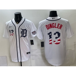 Men Detroit Tigers  13 Dillon Dingler White 2026 USA 250 Fourth of July Stitched Baseball Jersey