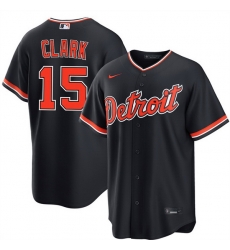 Men Detroit Tigers  15 Max Clark Navy Alternate Stitched Baseball Jersey