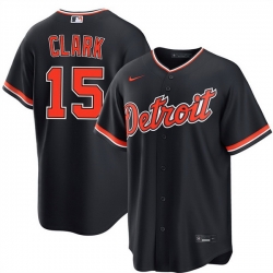 Men Detroit Tigers  15 Max Clark Navy Alternate Stitched Baseball Jersey
