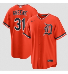 Men Detroit Tigers 31 Riley Greene Orange Alternate Stitched Baseball Jersey Men Detroit Tigers 31 Riley Greene Orange Alternate Stitched Baseball Jersey