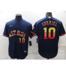 Men Houston Astros 10 Yuli Gurriel 2022 Navy Cool Base Stitched Jerse