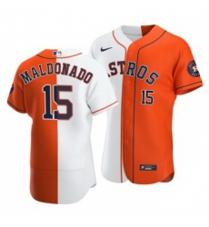 Men Houston Astros 15 Martin Maldonado Split White Orange Two Tone Jersey