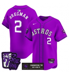Men Houston Astros  2 Alex Bregman DJ Screw Still Tippin Purple Patch Vapor Limited Stitched Baseball Jersey