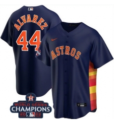 Men Houston Astros 44 Yordan Alvarez Navy 2022 World Series Champions Stitched Baseball Jersey