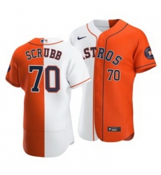 Men Houston Astros 70 Andre Scrubb Split White Orange Two Tone Jersey