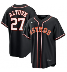 Men Houston Astros Jose Altuve #27 Nike Fashion Black Out Jersey